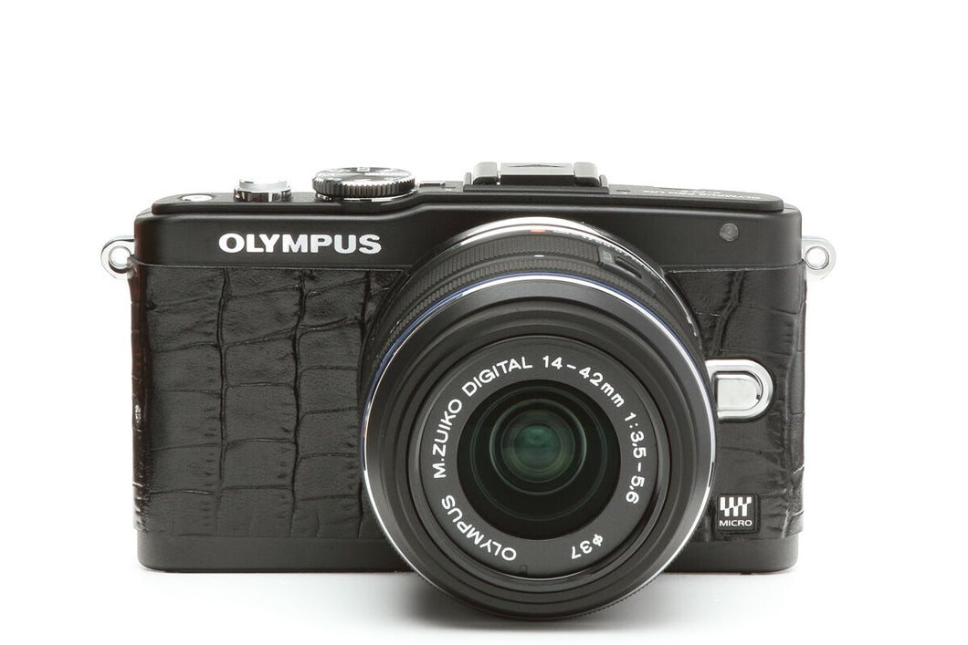 Camera Leather decoration sticker for Olympus PEN E-PL5 & E-PL6 Crocodile Black
