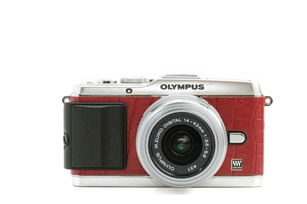Camera Leather decoration sticker for Olympus PEN E-P3 Crocodile Red Type