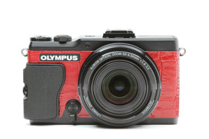 Camera Leather decoration sticker for Olympus Stylus XZ-2 Crocodile Red Type
