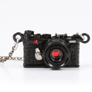 Miniature Camera Necklace Range finder Black with Swarovski made in Japan