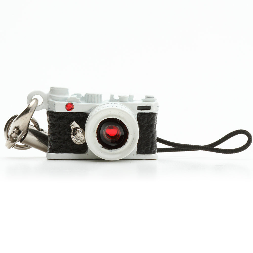 Miniature camera charm Range finder type white with Swarovski made in ...