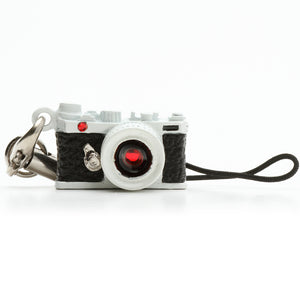 Miniature camera charm Range finder type white with Swarovski made in Japan