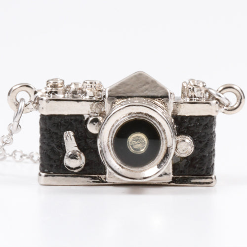 Miniature Camera Necklace SLR type Black leather Made in Japan